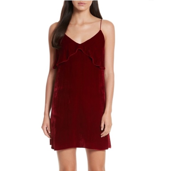 Alice + Olivia Dresses & Skirts - Final Price Alice and Olivia Red Velvet Slip Dress